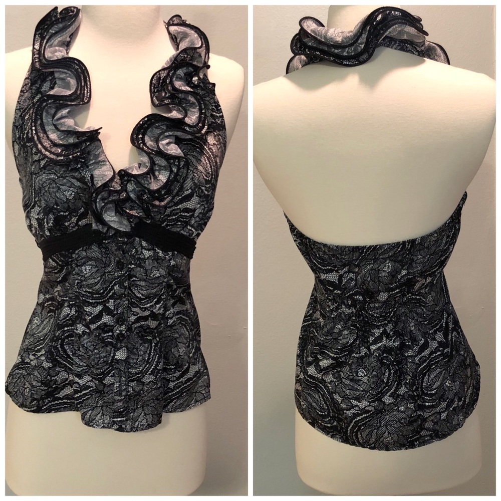 XOXO Plunged ruffled halter